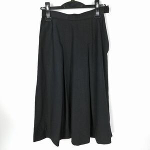 1円 スクールスカート 冬物 w63-丈67 紺 中学 高校 プリーツ 学生服 制服 女子 中古 HK3848