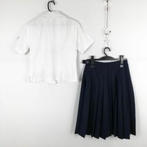 1円 ブラウス スカート 紐タイ 上下3点セット 170A 夏物 女子 学生服 鹿児島国分高校 白 制服 中古 ランクC NA9544_画像2