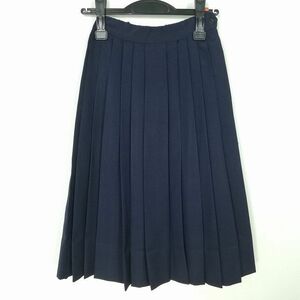 1円 スクールスカート 冬物 w58-丈64 紺 中学 高校 プリーツ 学生服 制服 女子 中古 IN4386