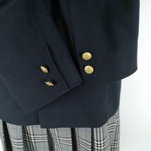 1円 ブレザー チェックスカート 上下4点セット L 大きいサイズ 富士ヨット 冬物 女子 学生服 大阪茨木西高校 紺 中古 ランクC EY7557_画像3