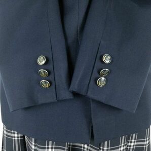 1円 ブレザー チェックスカート 紐タイ 上下4点セット 冬物 女子 学生服 熊本鹿本商工高校 紺 制服 中古 ランクB EY7858の画像3