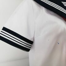 1円 セーラー服 スカート スカーフ 上下3点セット 大きいサイズ カンコー 夏物 白3本線 女子 学生服 中学 高校 白 中古 ランクC EY7844_画像4