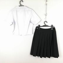 1円 ブラウス スカート 紐タイ 上下3点セット 165 大きいサイズ 夏物 女子 学生服 兵庫加古川西高校 白 制服 中古 ランクC EY0845_画像2