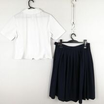 1円 ブラウス スカート 上下2点セット L 大きいサイズ 夏物 女子 学生服 中学 高校 白 制服 中古 ランクB EY0830_画像2