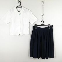 1円 ブラウス スカート 上下2点セット L 大きいサイズ 夏物 女子 学生服 中学 高校 白 制服 中古 ランクB EY0830_画像1