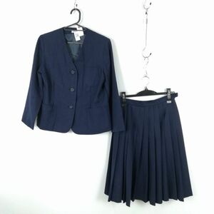 1円 イートン スカート 上下2点セット 冬物 女子 学生服 中学 高校 紺 制服 中古 ランクC EY1318