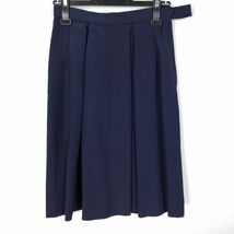 1円 スクールスカート 冬物 w63-丈58 紺 中学 高校 プリーツ 学生服 制服 女子 中古 HK4111_画像1