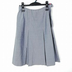 1円 スクールスカート 夏物 w63-丈58 グレー 中学 高校 プリーツ 学生服 制服 女子 中古 HK4107