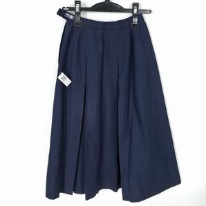 1円 スクールスカート 冬物 w56-丈68 紺 中学 高校 プリーツ 学生服 制服 女子 中古 HK4181の画像2