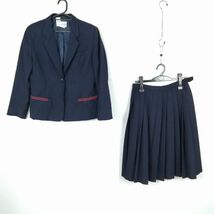 1円 ブレザー スカート 上下2点セット 165A 冬物 女子 学生服 長崎諫早商業高校 紺 制服 中古 ランクC EY2242_画像1