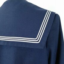 1円 セーラー服 ジャンパースカート スカーフ 上下3点セット 大きいサイズ 冬物 白3本線 女子 学生服 中学 高校 紺 中古 ランクC EY8013_画像3