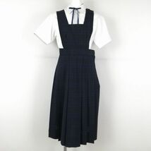 1円 ジャンパースカート 紐タイ 150A ウエスト64 カンコー 夏物 女子 学生服 中学 高校 制服 中古 ランクC EY7980_画像1