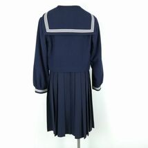 1円 セーラー服 ジャンパースカート スカーフ 上下3点セット 165A 冬物 白3本線 女子 学生服 福岡筑紫女学園高校 紺 中古 ランクC EY7975_画像2