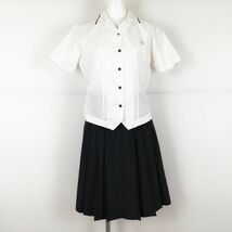 1円 ブラウス スカート 上下2点セット 指定 カンコー 夏物 女子 学生服 福岡筑紫丘高校 白 制服 中古 ランクC EY7971_画像1