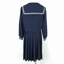 1円 セーラー服 ジャンパースカート 上下3点セット 指定 冬物 白3本線 女子 学生服 福岡筑紫女学園中学 紺 制服 中古 ランクC EY8014_画像2