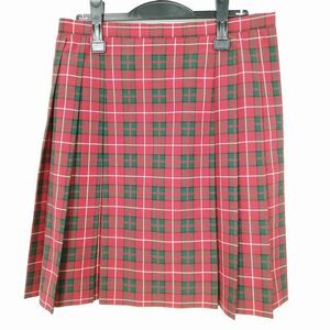 1円 スクールスカート 大きいサイズ 夏物 w75-丈55 チェック 中学 高校 プリーツ 学生服 制服 女子 中古 IN4660