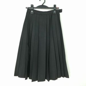 1円 スクールスカート 冬物 w58-丈66 黒 中学 高校 プリーツ 学生服 制服 女子 中古 IN4501