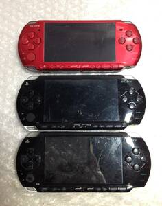 《3台まとめ》SONY ソニー PLAYSTATION Portable PSP PSP-3000 レッド / PSP-1000 ブラック 本体のみ ※ジャンク品