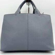 未使用級/A4 ●EMPORIO ARMANI エンポリオアルマーニ トートバッグ 斜め掛け 本革 シボ 2WAY PC メンズ ビジネス ショルダー ロゴ金具 灰色_画像3