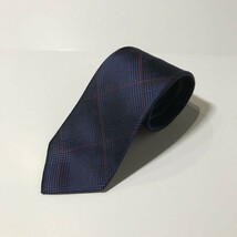 シルク 100% ブラックレーベル クレストブリッジ BLACK LABEL CRESTBRIDGE ビッグチェック ネクタイ 149cmx8cm ネイビー 絹 三陽商会_画像2