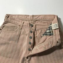 日本製 レアデザイン エヴィス EVISU 新恵美寿神頭 Lot.2700 ヘリンボーン デニム パンツ 33x35 オレンジ系 ジーンズ ジーパン カラー_画像4