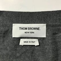 イタリア製 高級 上質 トム ブラウン THOM BROWNE ハイゲージ ウール ニット カーディガン 4 グレー メンズ セーター シンプル メゾン系_画像3