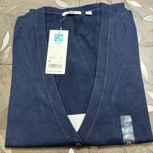 UNIQLO 新品タグ付き UVカット 綿ニット カーディガン Mサイズ ネイビー 長袖