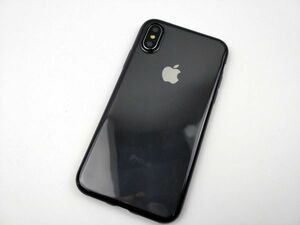 iPhone X用 クリアケース ソフトカバー TPU 透明 電解メタル 電着 高品質 ブラック