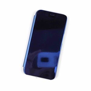 iPhone 15 Pro Max用 鏡面 手帳型ミラーフリップケース カバー 半透明 ブルー
