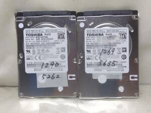 2403093☆1円スタート！5700時間以下！☆ 2.5インチハードディスク HDD 500GB 2個セット☆CristalDiskInfoチェック済 スマートレター発送