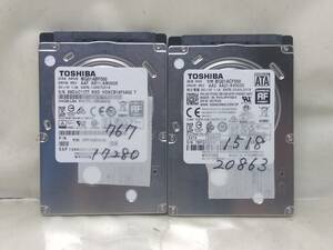 2403100☆1円スタート！！☆ 2.5インチハードディスク HDD 500GB 2個セット☆CristalDiskInfoチェック済 スマートレター発送