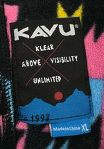 KAVU カブー 「ウィンタースローシャツ」 総柄 フリース ハーフジップ プルオーバー ジャケット USライン XL 黒×マルチ 定価￥13,200-_画像6