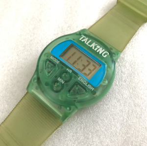 TALKING WATCH 透明 デジタル 音声 時計 スケルトン 緑 グリーン 稼動 90’s や Y2K デザイン もの Design ウォッチ 好きに も トーキング