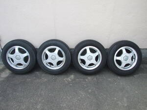 中古　アルミホイール付きタイヤ４本　155/70R13 　ホイール13X４.1/2 J　　PCD100/110/114.3　