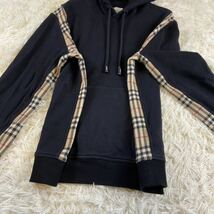 希少1円◎バーバリーロンドンイングランド　Burberry 現行　パーカー　ノバチェック　近年　フード　黒　ブラック　コットン　春 S_画像5