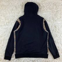 希少1円◎バーバリーロンドンイングランド　Burberry 現行　パーカー　ノバチェック　近年　フード　黒　ブラック　コットン　春 S_画像6