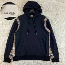 希少1円◎バーバリーロンドンイングランド　Burberry 現行　パーカー　ノバチェック　近年　フード　黒　ブラック　コットン　春 S_画像1