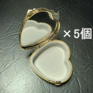 在庫処分品！ハート型小物アクセサリーケース鏡付き　60×65×22mm　5個