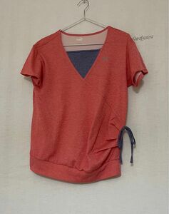 047 ほぼ未使用　プーマ　半袖Tシャツ　カットソー　淡い赤ピンク　淡い紫　L