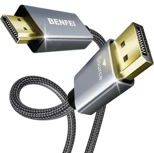 BENFEI 4K DisplayPort - HDMI 1.8m ケーブル [アルミニウム シェル、ナイロン編組]、単方向 DP 1.2 コンピューター to HDMI 1.4 ケーブル