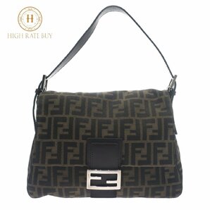 1円スタート 美品 FENDI フェンディ ズッカ柄 マンマバケット FFロゴ シルバー金具 ショルダーバッグ ハンドバッグ キャンバス ブラウンの画像1