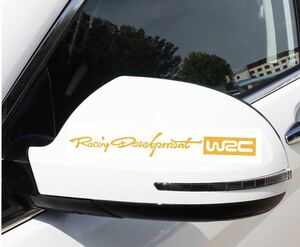 WRC カーステッカー　ドアミラー　カスタムステッカー　２枚　ゴールド