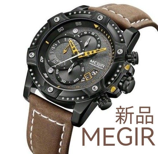 今だけ価格★■ 新品 MEGIR メンズ 腕時計 クロノグラフ