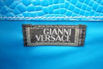 ジャンニ ヴェルサーチェ 2way ショルダー ハンドバッグ ブリーフケース クロコ型押し 鍵付き レザー 青 ブルー GIANNI VERSACE 7819h2_画像10