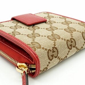 グッチ 二つ折り 財布 コンパクトウォレット 346056 534563 GG キャンバス 赤 レッド GUCCI 8057kの画像2