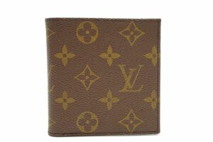 ルイ ヴィトン モノグラム 二つ折り 財布 札入れ M60883 旧型 サイフ コインケースなし LV PVCレザー 茶 ブラウン Louis Vuitton 8063k2