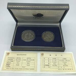 【9954】 SEOUL 1988年 ソウルオリンピック記念メダル 記念硬貨 1000ウォン・2000ウォン ケース付の画像1