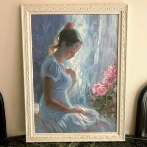 Art hand Auction [In-store item] List price 16, 000 yen★ U-Power Art Frame Women's Painting Art Panel Figure Painting Framed Girl Interior Light Blue Wall Hanging UV Print, furniture, interior, interior accessories, others