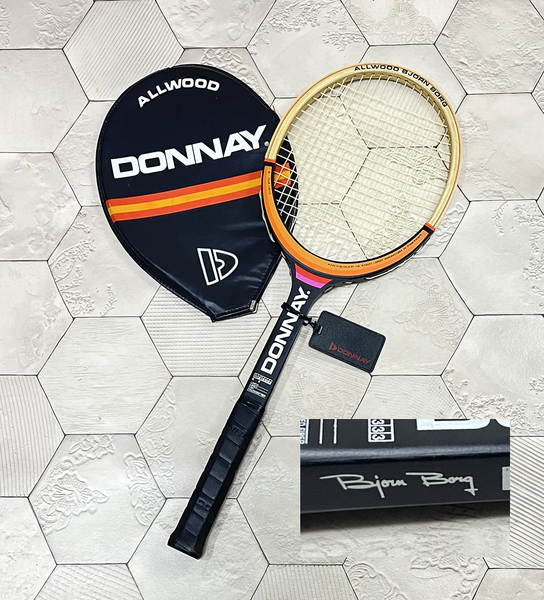 新品デッドストック ベルギー製 ドネー【DONNAY】オールウッド ビヨンボルグ ALLWOOD BJORN BORG M5 木製テニスラケット ガット付き