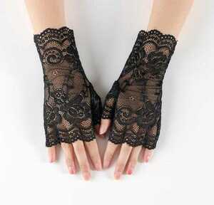  new goods u Eddie n Grace black finger less wedding gloves nails .. Short glove 2